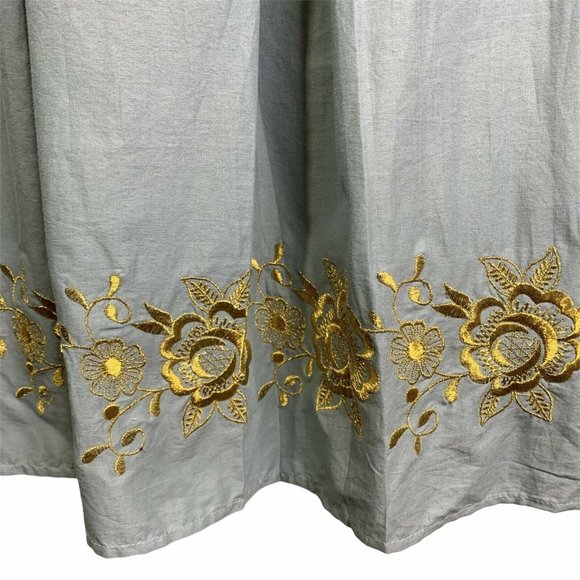 Halogen Blue Gold Floral Embroidery Pleated SKirt - Picture 4 of 10